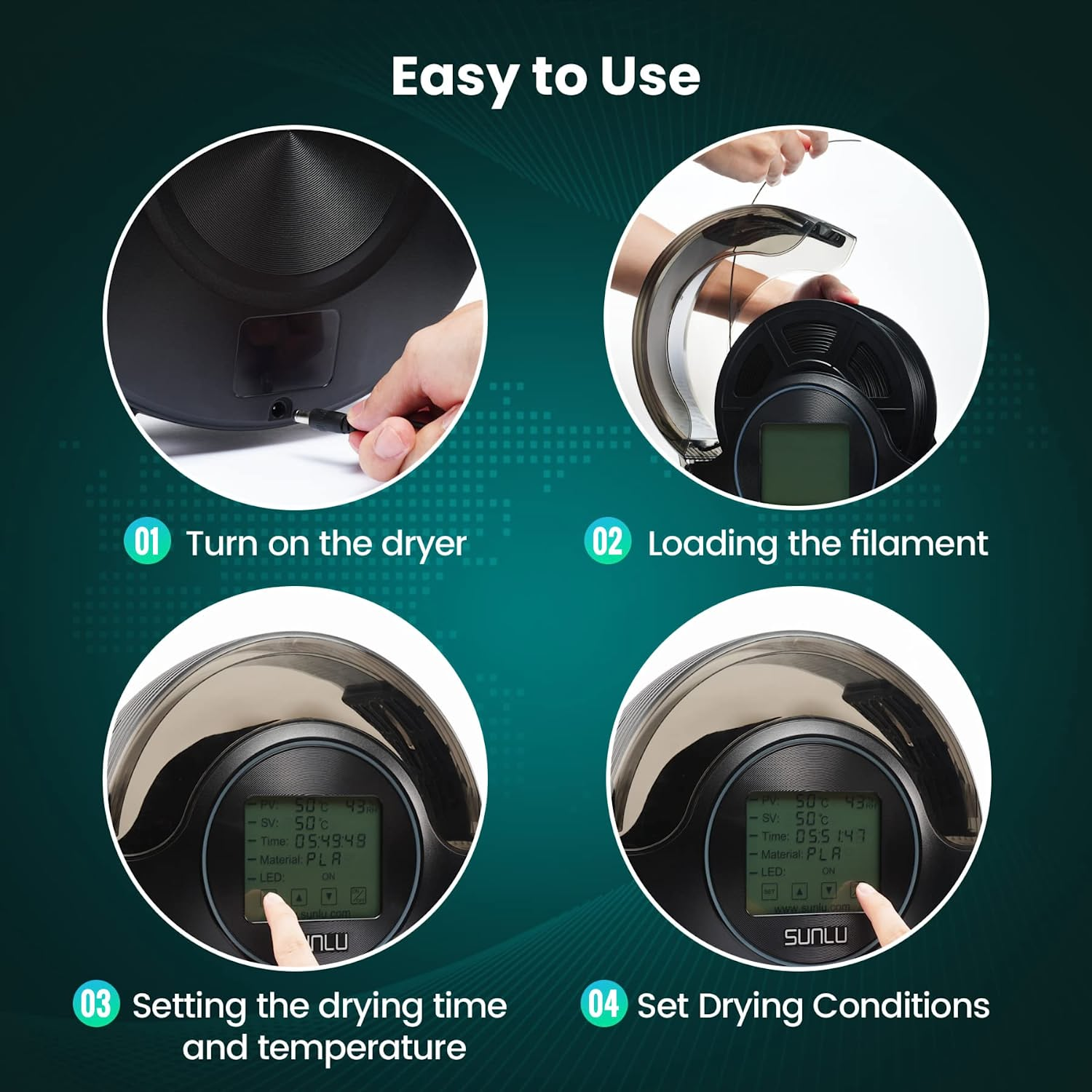 Sunlu S1/Upgraded S2 FilaDryer 3D Printer Filament Dryer 1.75mm Storage Box