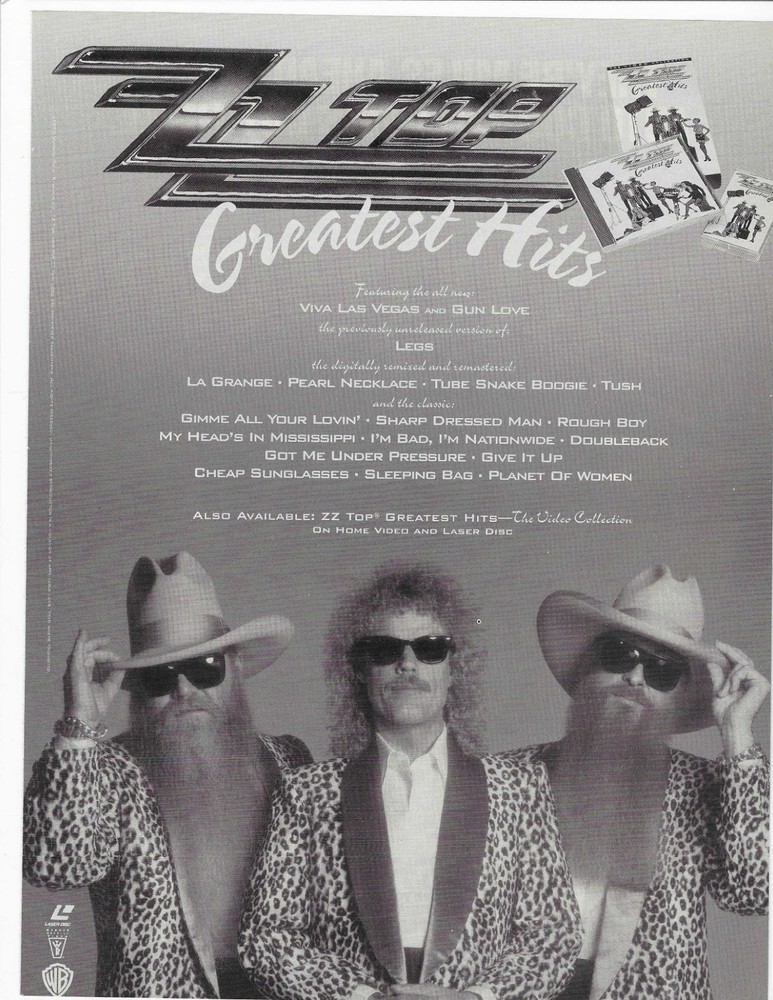 ZZ TOP GREATEST HITS ORIGINAL PRINT AD