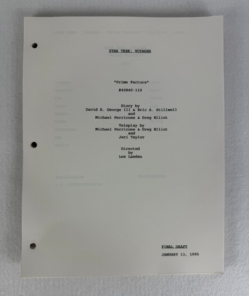Star Trek Voyager “Parallax” & “Prime Factors” Final Draft Scripts (1994–1995)