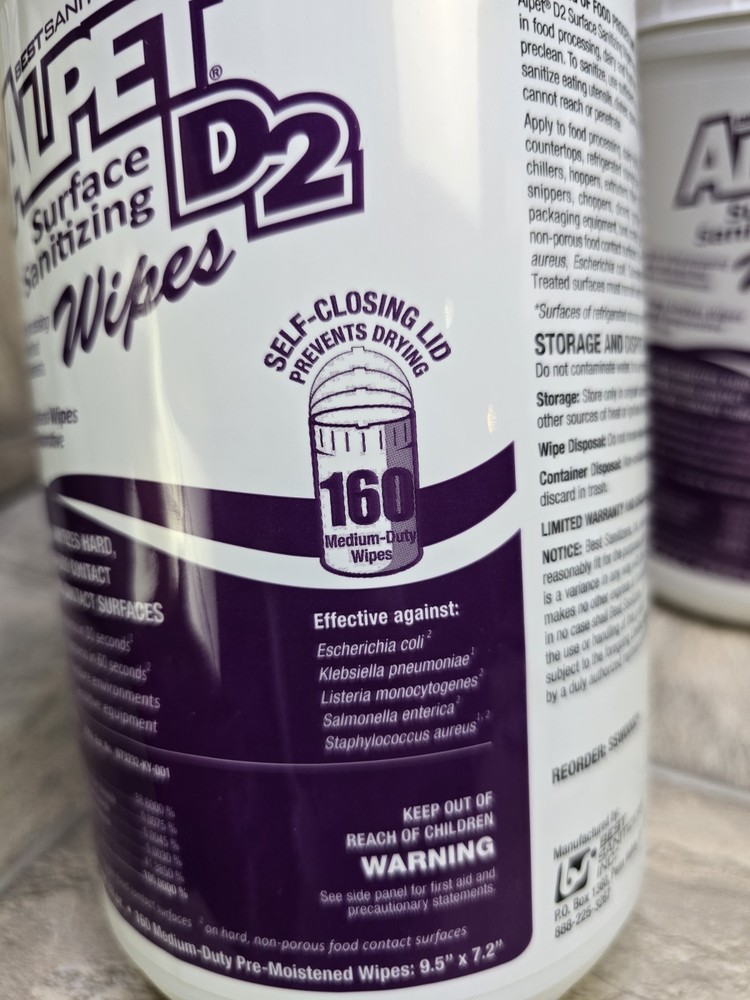 Alpet D2 Surface Sanitizing Wipes - 160ct Container (2 Pack) (Self Closing Lid