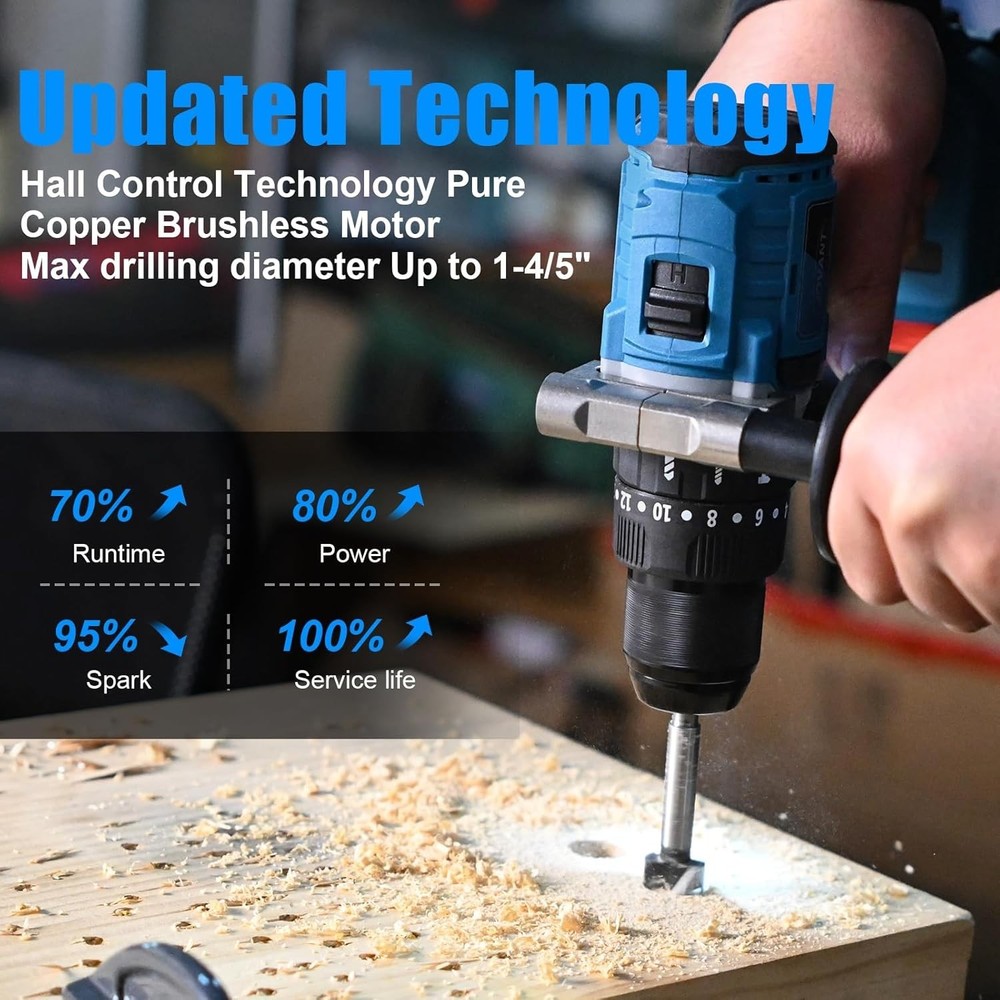Compact 20V Brushless Hammer Drill - All-Metal Chuck & Variable Speed Control