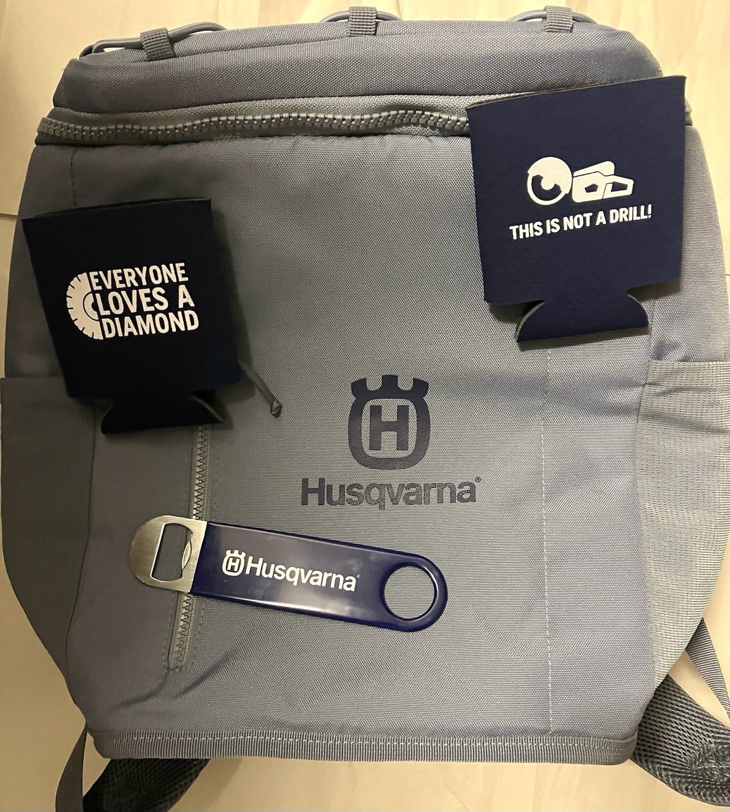 Husqvarna Promo Cooler Backpack Bag Brand New With 2 Koozies & Bottle Opener
