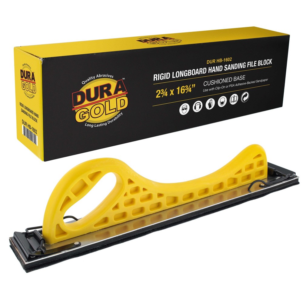 Longboard Hand Sanding Block, Hook & Loop, PSA Adapter Pad, Clip-On Sandpaper
