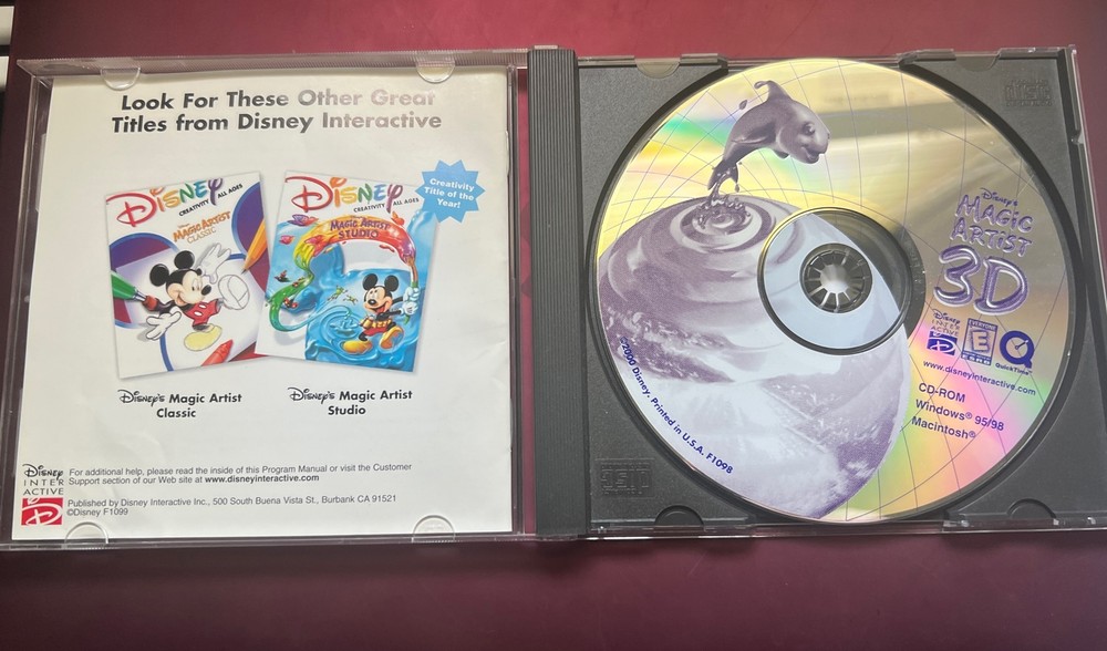Disney Magic Artist 3D Computer Drafting Software Sculpt & Design 2000