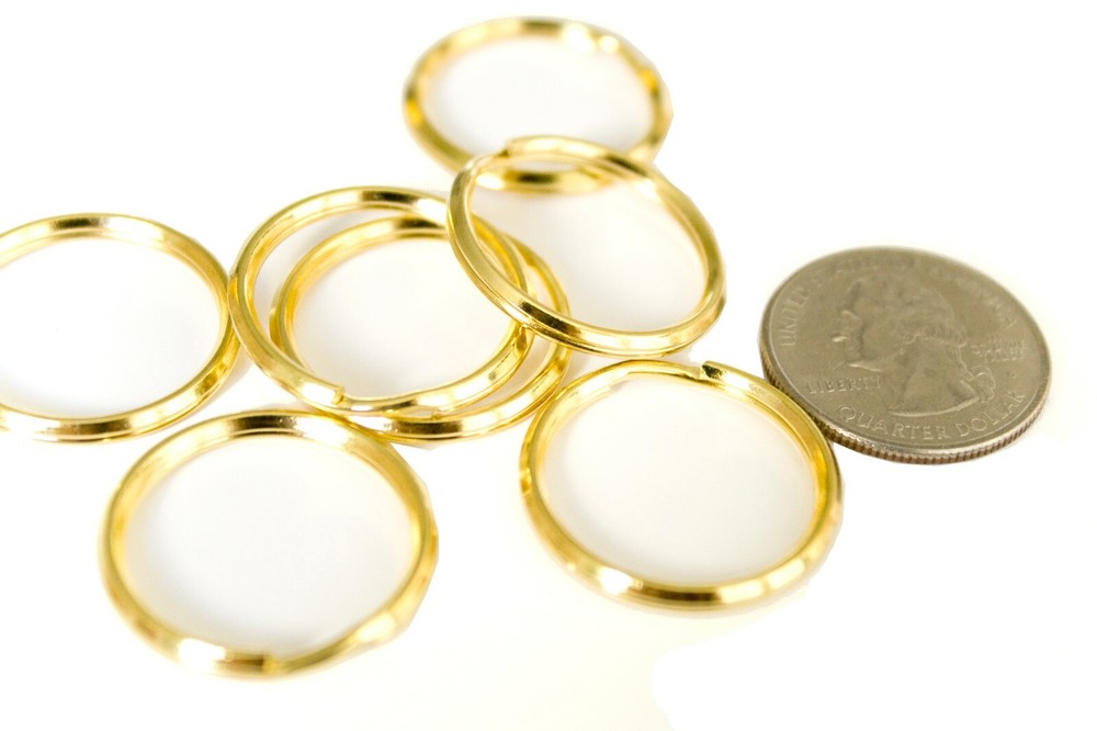 LOT 25 GOLD KEY RING ~ 24mm 1" Split Ring - FREE SHIP