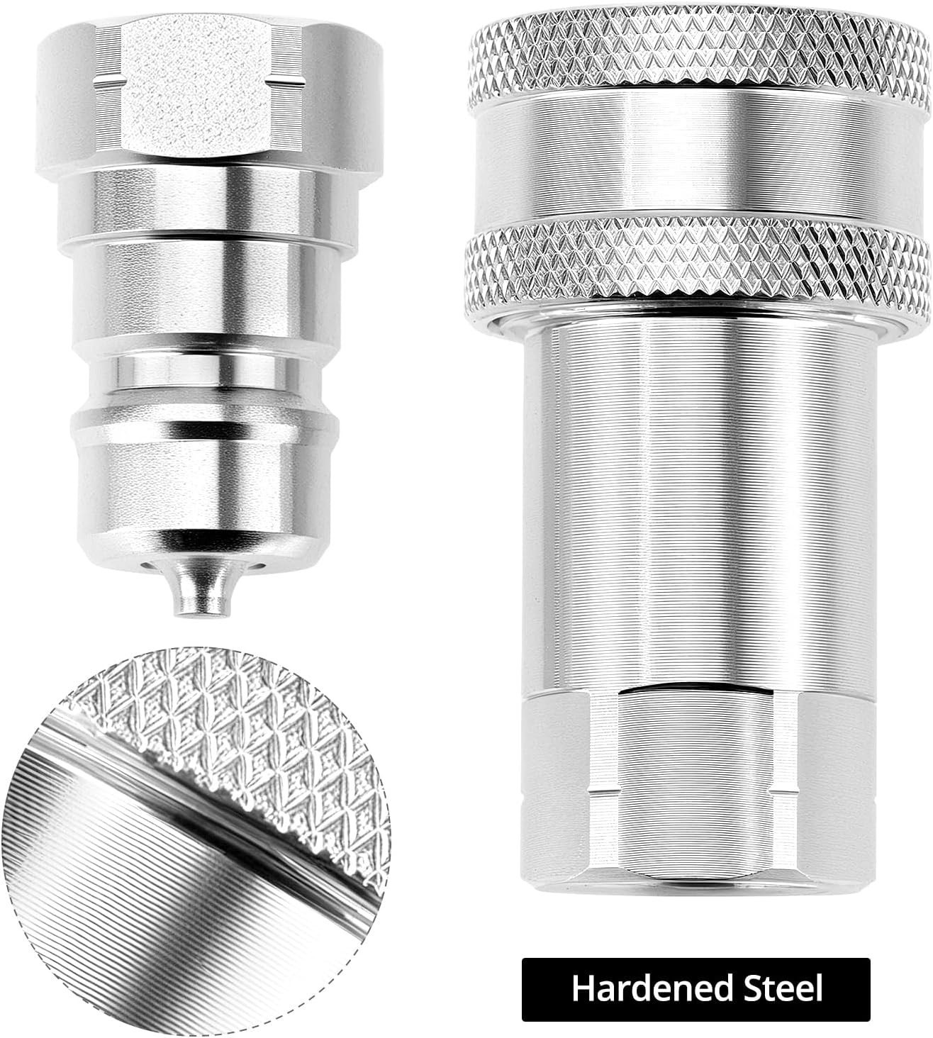 2 Pack 3/8” NPT Hydraulic Quick Connect Couplers 4000 PSI 3/8 Body Steel Set ISO