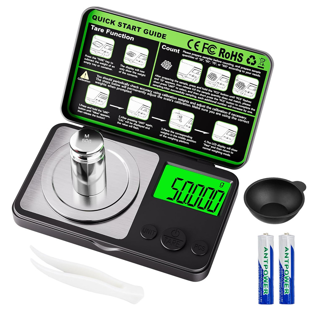 Digital Milligram Scale 50G X 0.001G, Mini Precision Scale Tare Weight Function