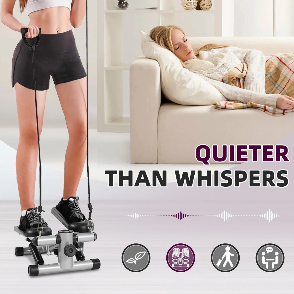 Mini Stepper with Resistance Bands, Compact Stair Stepper for Full Body Workout