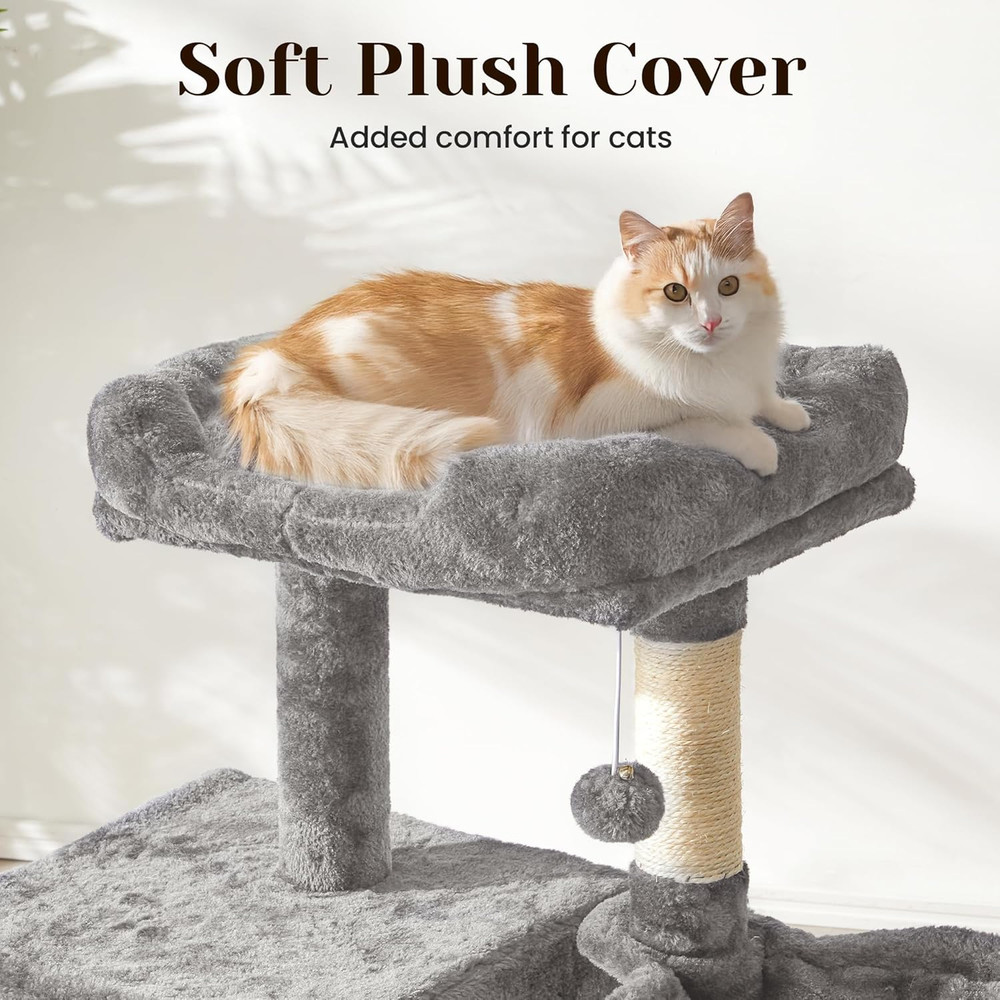 Modern Cat Tree with Scratching Posts, Cat Bed, Hammocks & Condos – Multi-Level