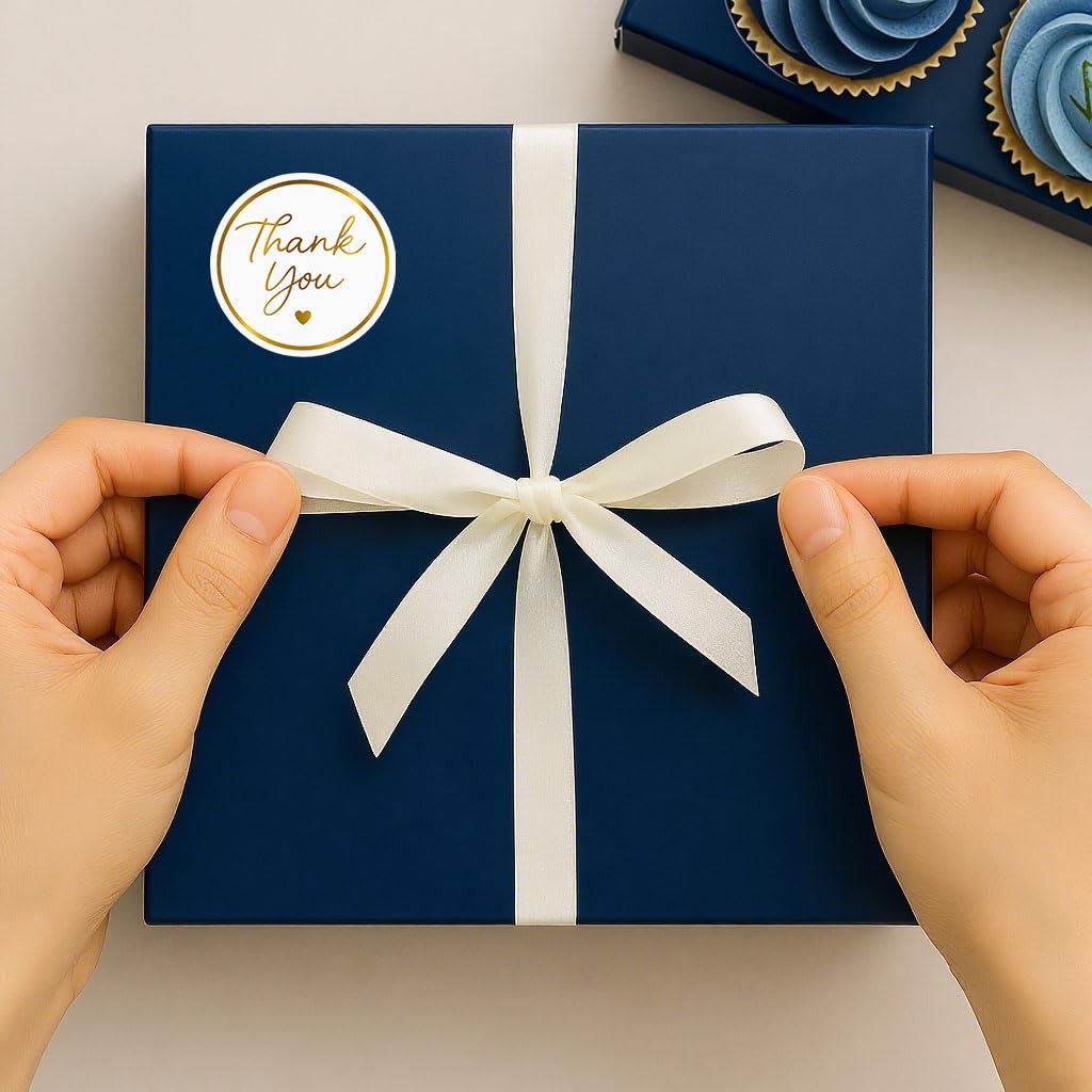 Gold Thank You Stickers set 200 Pcs 1.5 In Round Adhesive Label New