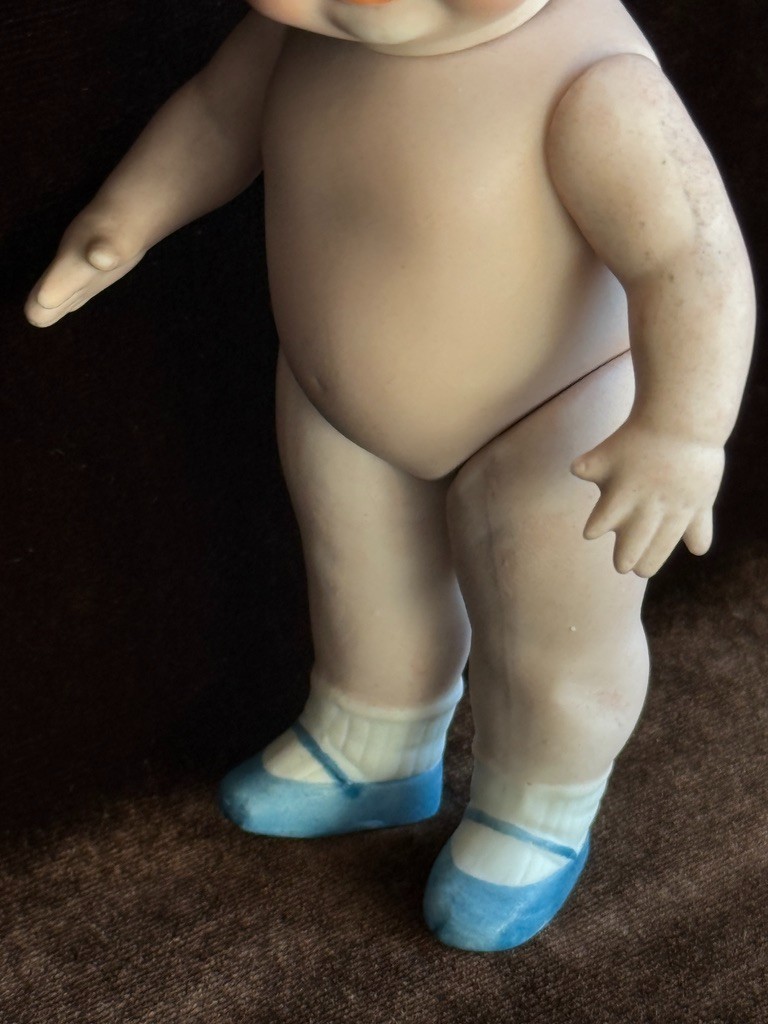 Antique German 4.5" All Bisque Georgene Averill Bonnie Babe Sleepy Eye Baby Doll