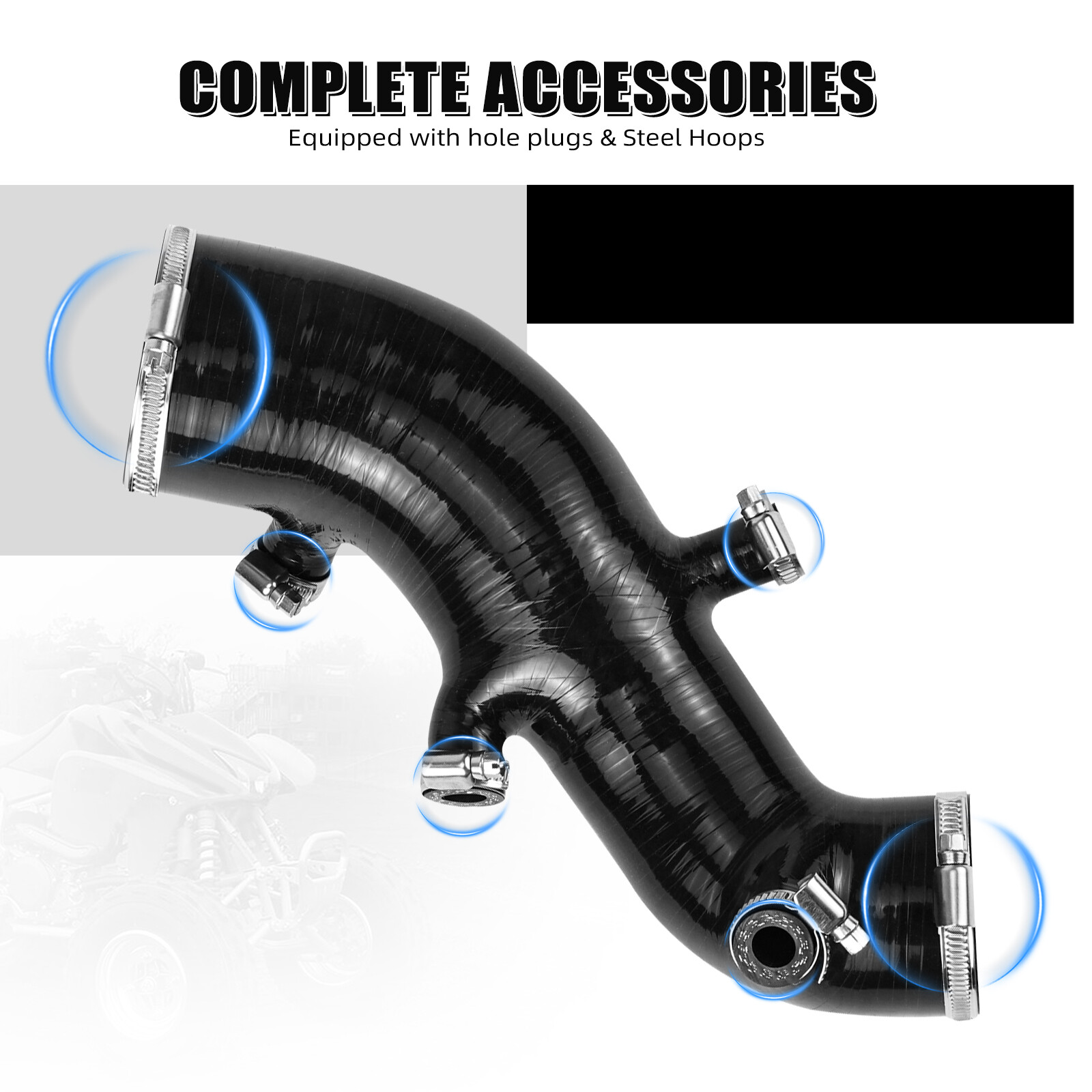 For Yamaha Raptor 700R YFM700 Silicone Air Intake Hose #2LS-14453-00-00 Black