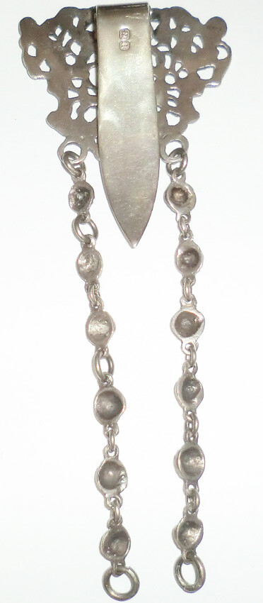 Antique Hallmarked English Sterling Chatelaine Hook 2 Chains Figural Person WB9