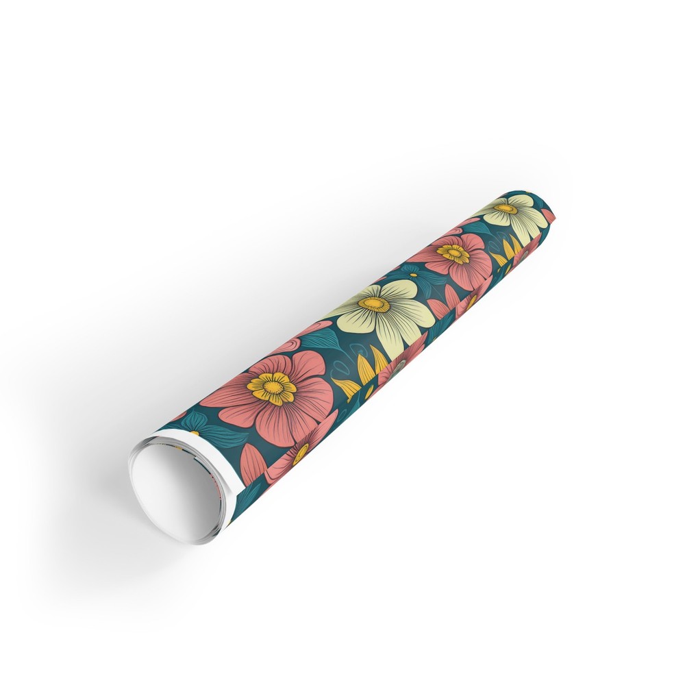 Gift Wrapping Flower Pattern Paper Rolls, 1pc