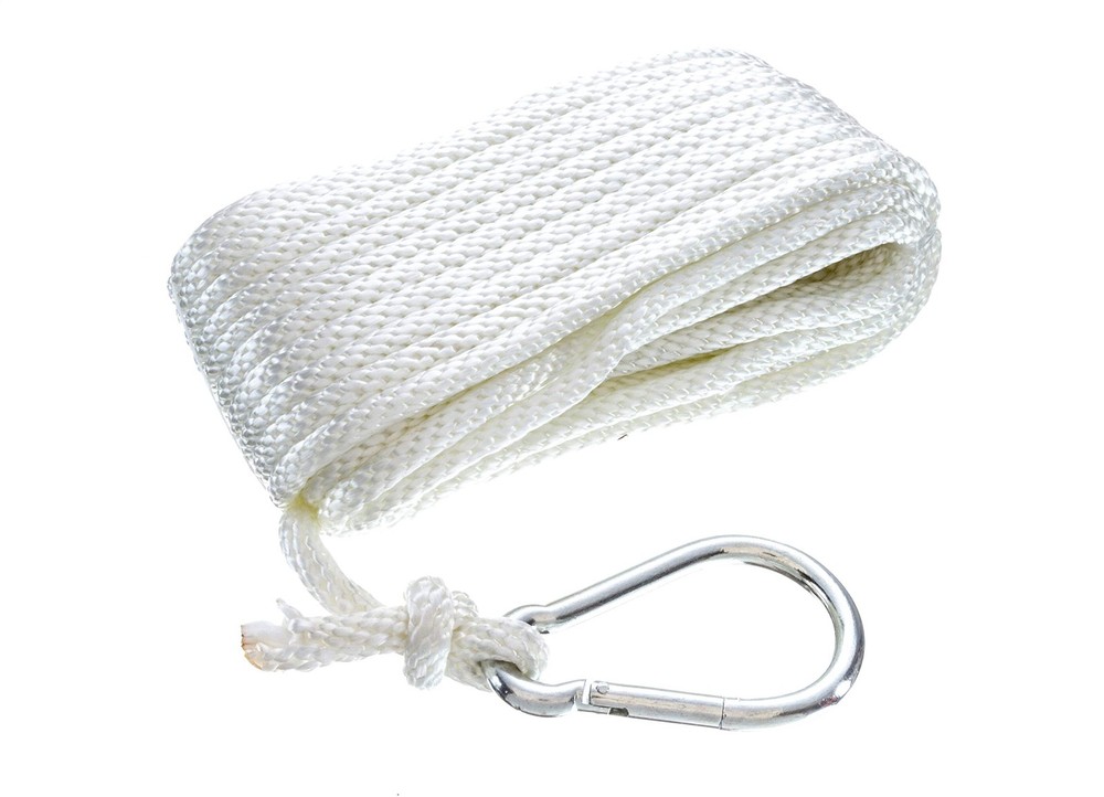 Seachoice 40231 Solid-Braid Nylon Anchor Line, White, 3/8" x 50'