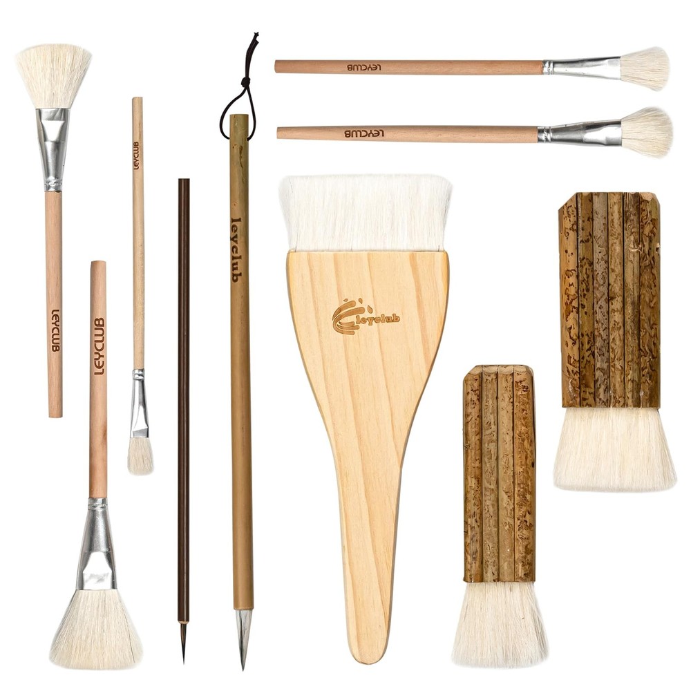 Glaze Brushes Pottery Tools,10 PCS Painting Ceramic Brush Set, Different Shap...