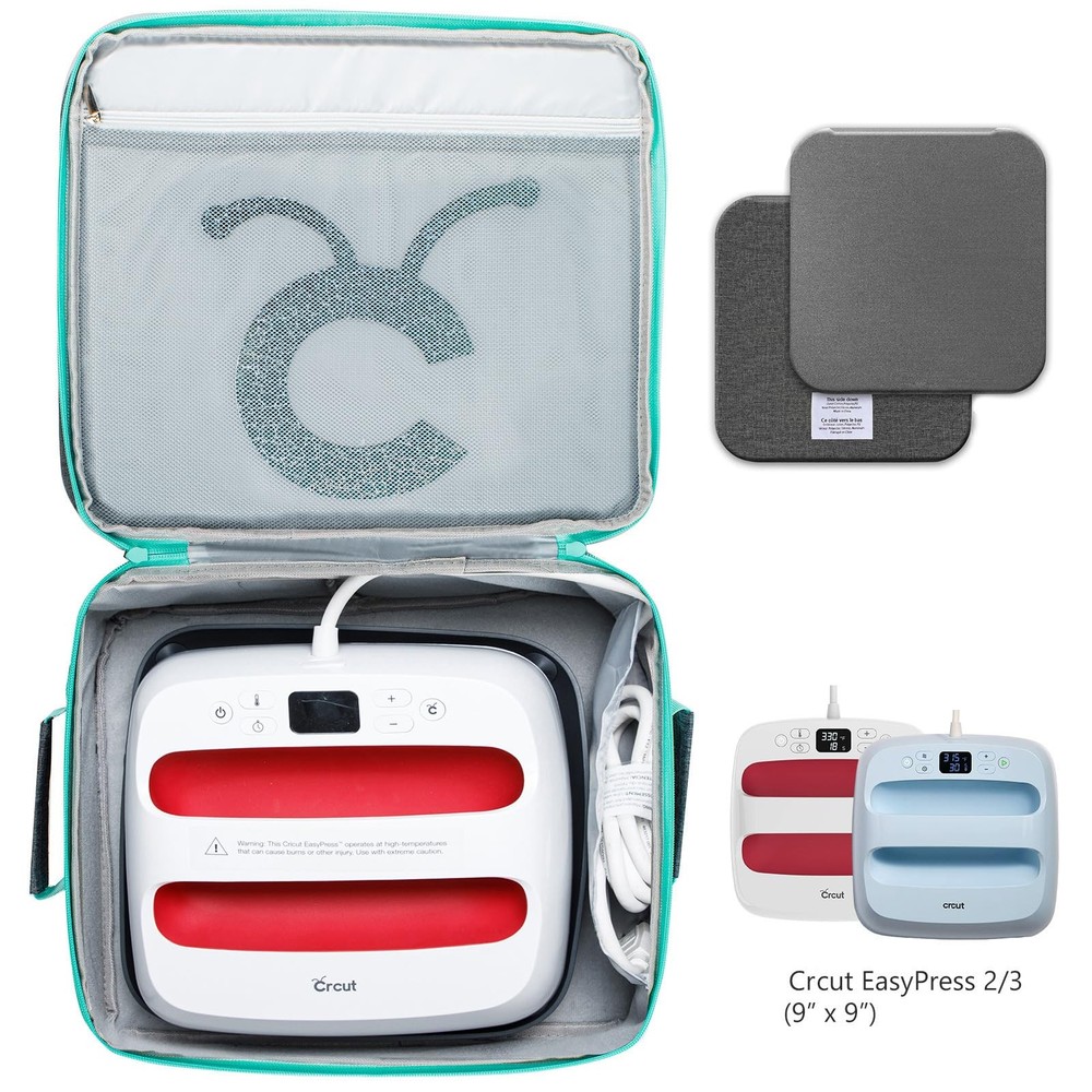 Double-Layer Carrying Case Compatible with Crcut EasyPress 2(9X9), Sturdy Hea...