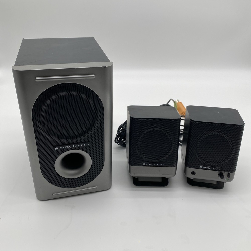 Altec Lansing 221 Computer Speakers & Subwoofer System Complete Tested