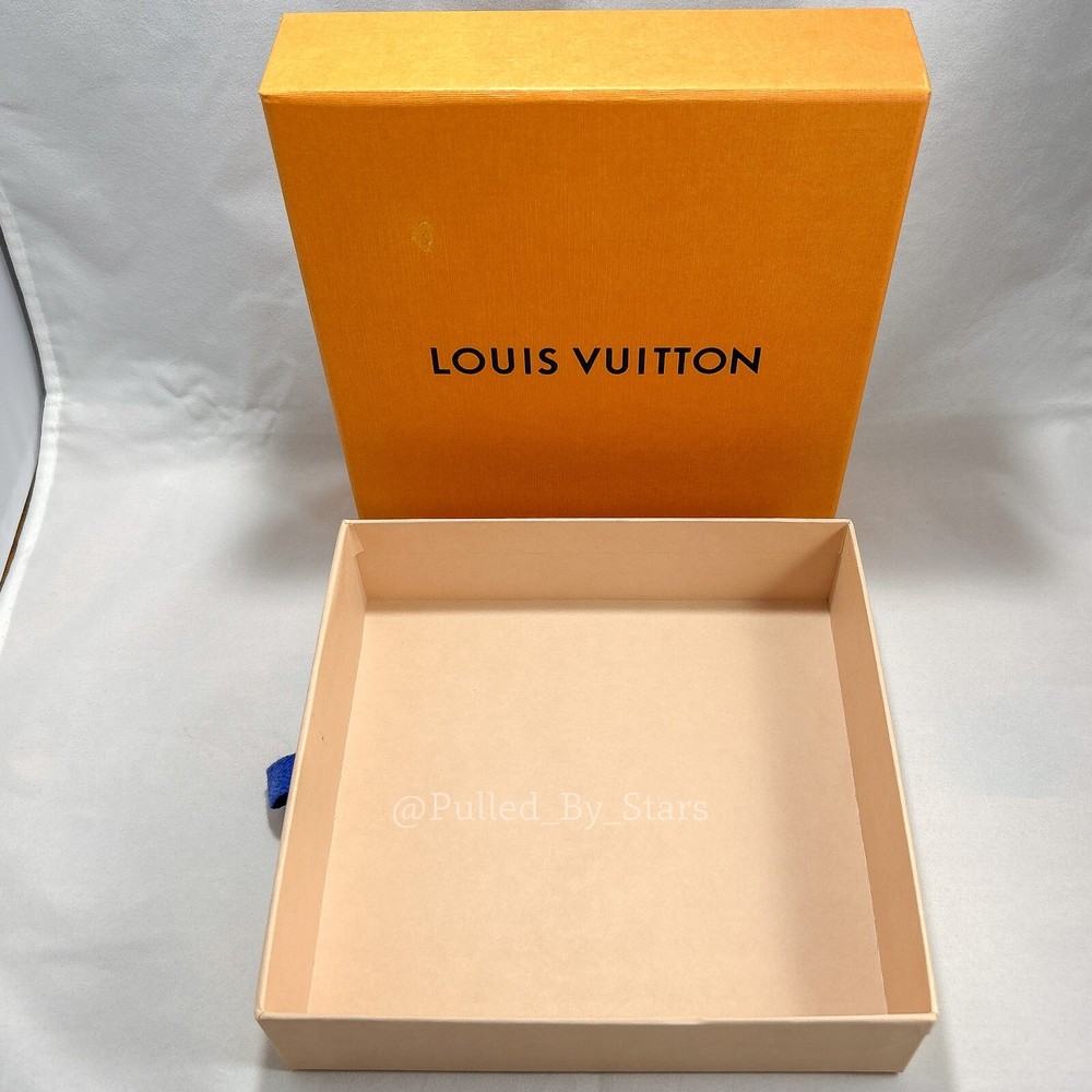 LOUIS VUITTON Medium Orange Pullout Drawer Box (7" x 7" x 2") + Ribbon & Misc.