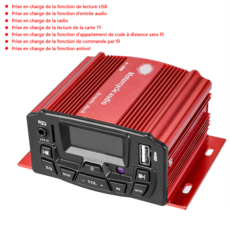 Motorcycle Audio Speaker Kits Bluetooth 4 Wheeler Stereo ATV AUX System FM Radio