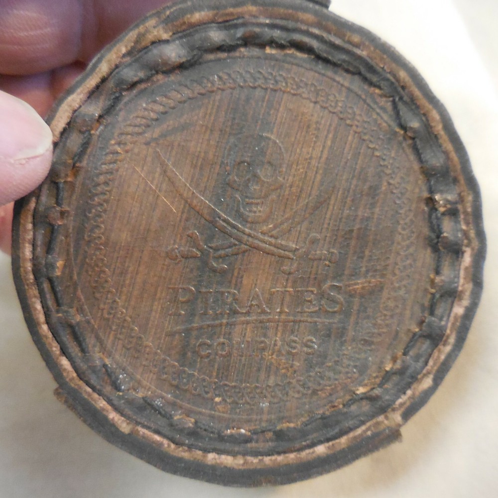 Antique Pirates Skull Horror Compass With Leather Case