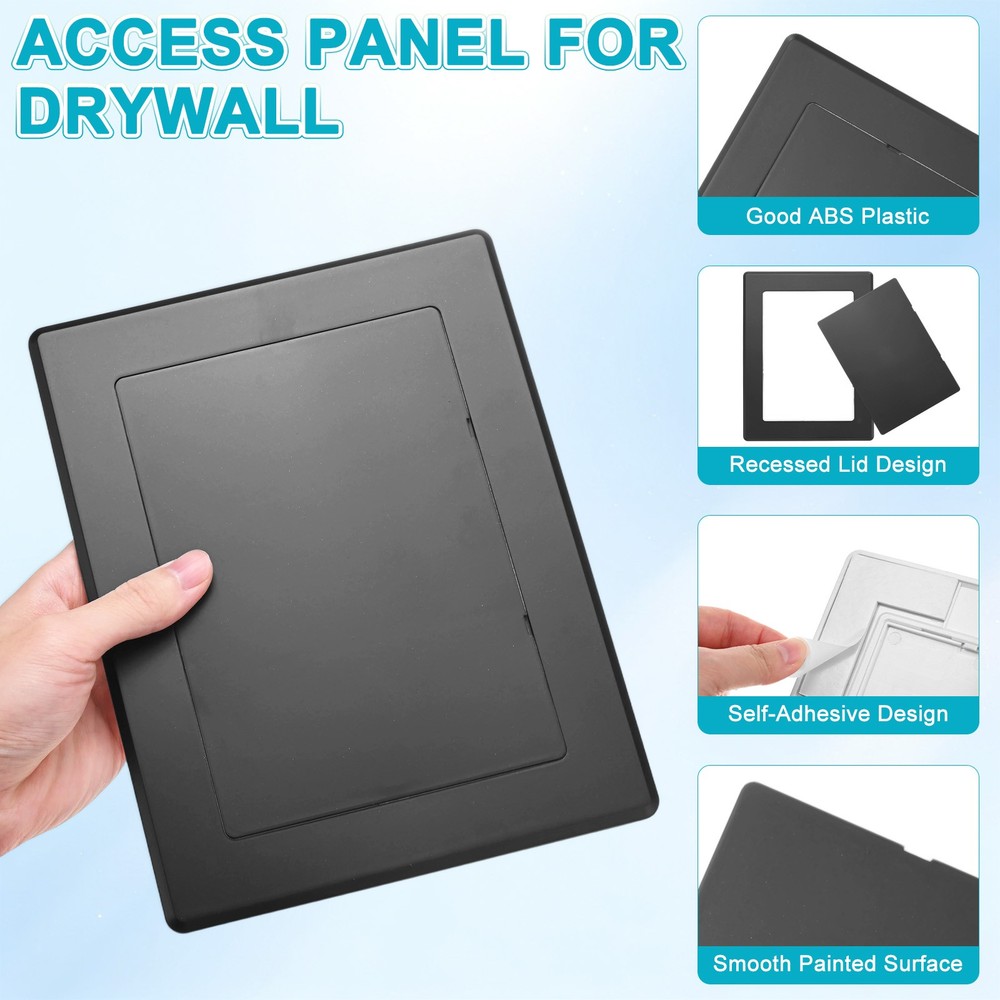 1-Pack Access Panel for Drywall, 7x5" Plastic Removable [Black, Rectangle]