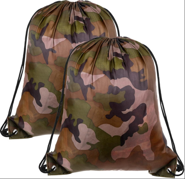 2PCS Camo Bag Drawstring Backpack Draw String 13.8 × 16.5 Inch....