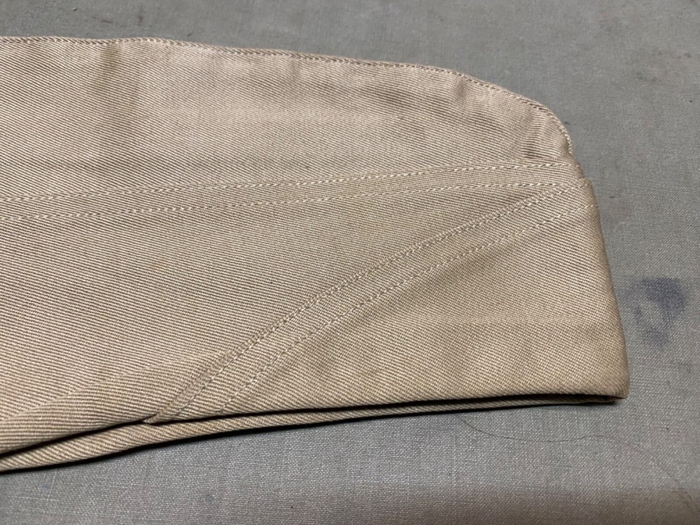 ORIGINAL WWII US ARMY SUMMER KHAKI OVERSEAS GARRISON HAT CAP-MEDIUM SIZE 7