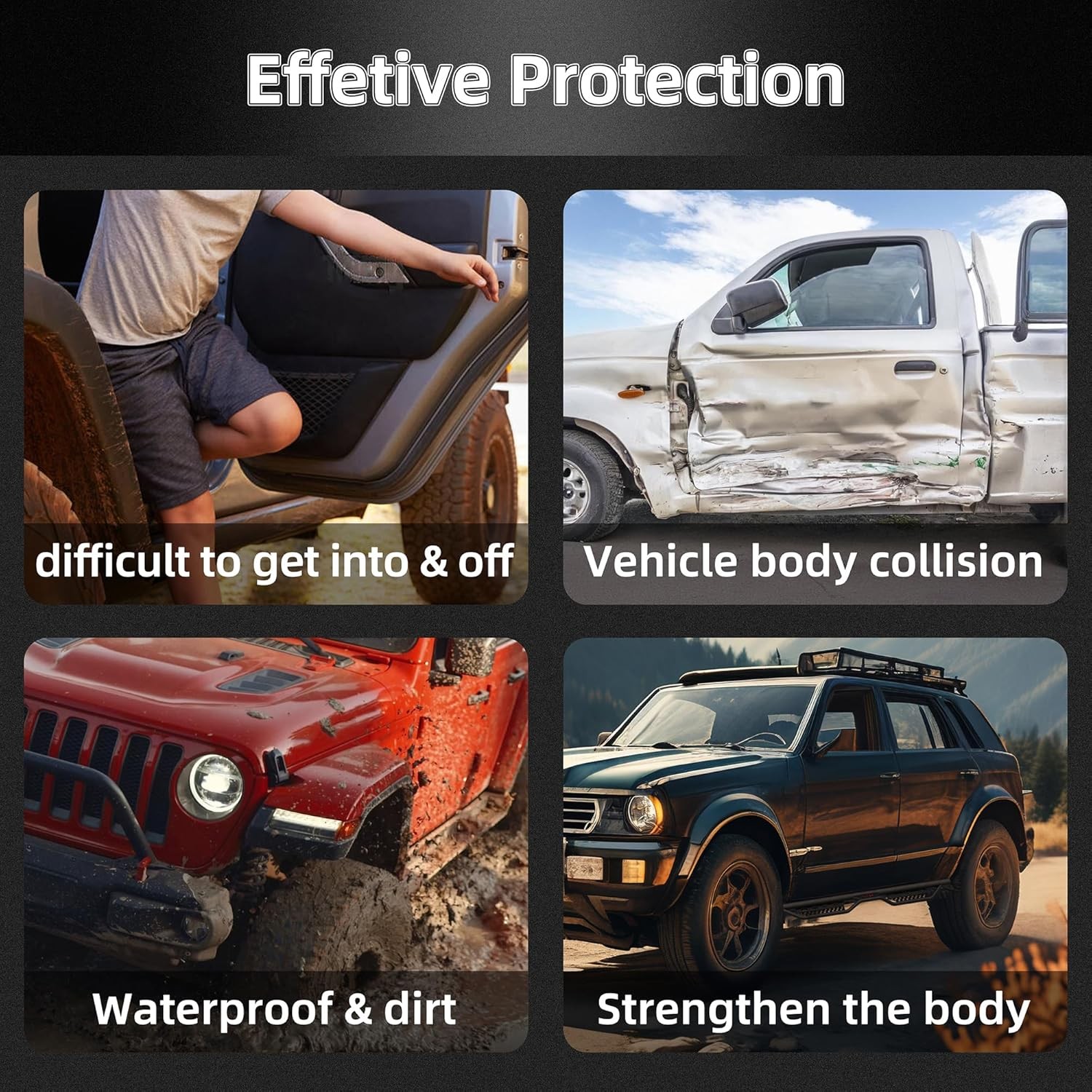 Drop Running Boards for 2007-2018 Jeep Wrangler JK 4-Door Nerf Bar Side Steps