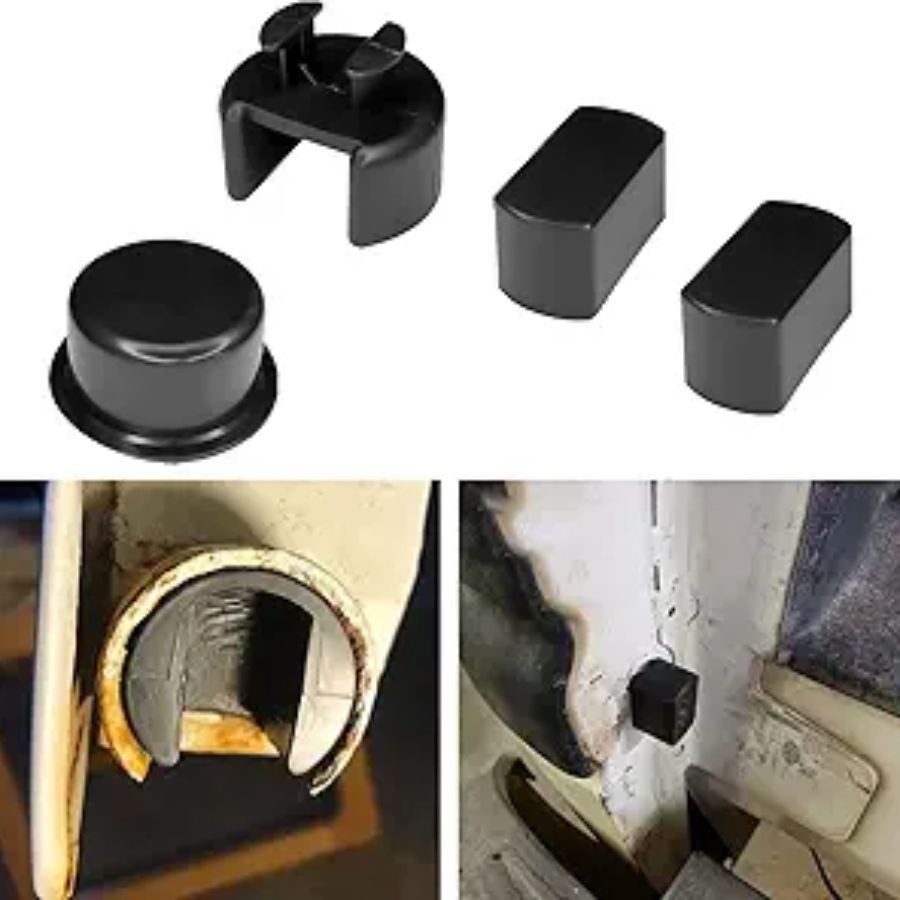 4PCS Tailgate Bushing Kit for Trucks, Tail Gate Hinge Inserts, Black ABS Painted
