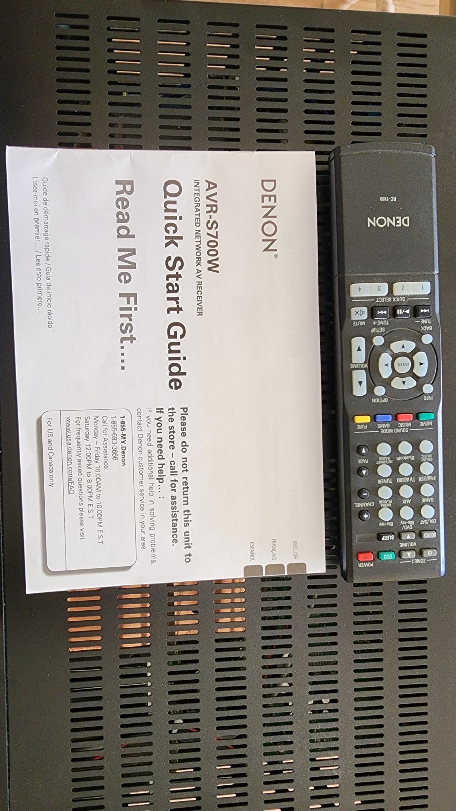 Denon AVR-S700W 7.2 Channel Multimedia Network AV Receiver Remote Bundle, Tested
