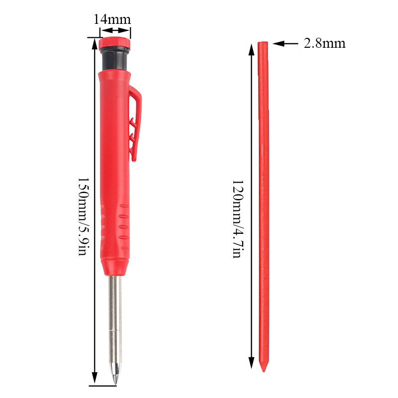 Solid Carpenter Pencil 6Refill Leads forConstruction Built-in Sharpener Drawing✔