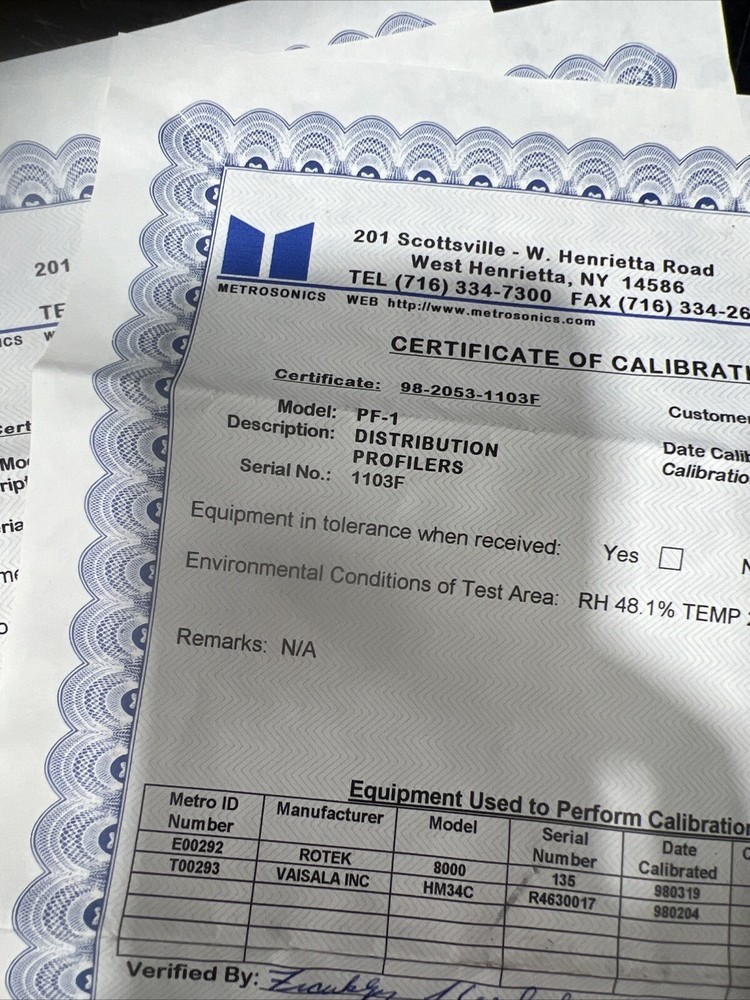 Metrosonics Distribution Profiler Pf-1 Used Surplus