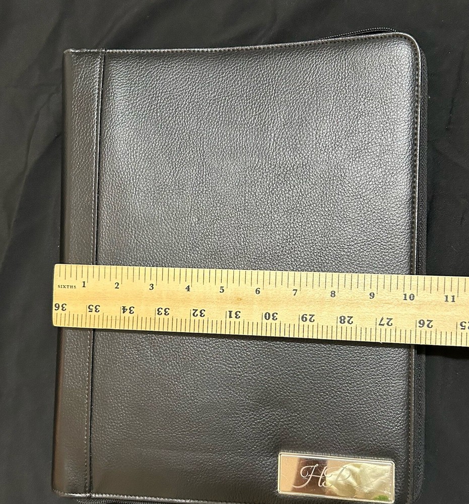 Faux Leather Note Pad Padfolio 13” Black Multiple Compartments High Quality TR