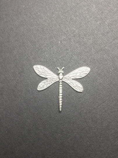 34324 - 2 Pc Victorian Dragonfly Brass Finding Silver Oxidized