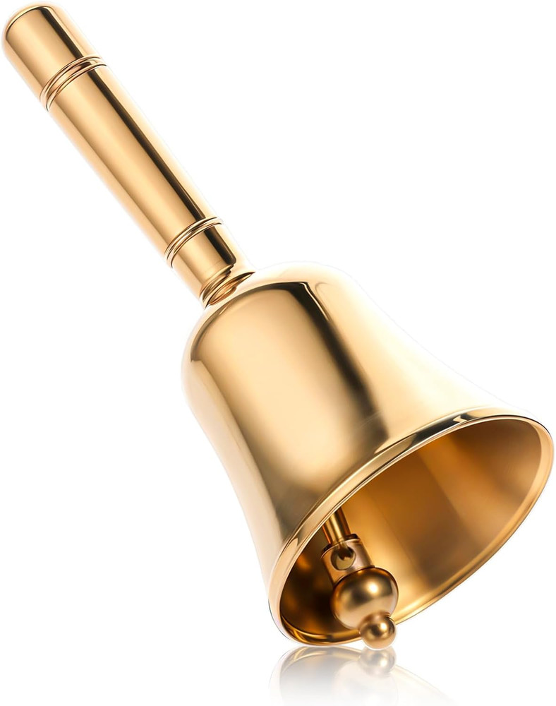 Solid Brass Dinner Bell with Metal Handle - 3.9" Handbell for Various Uses