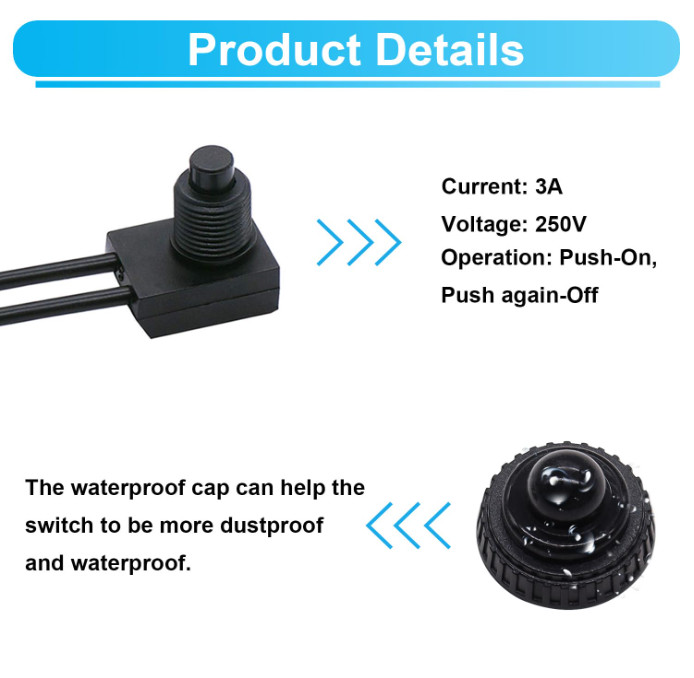 2PCS Waterproof RV Push Button Switch 12V ON/Off SPST Switch for Motorcycle/A...