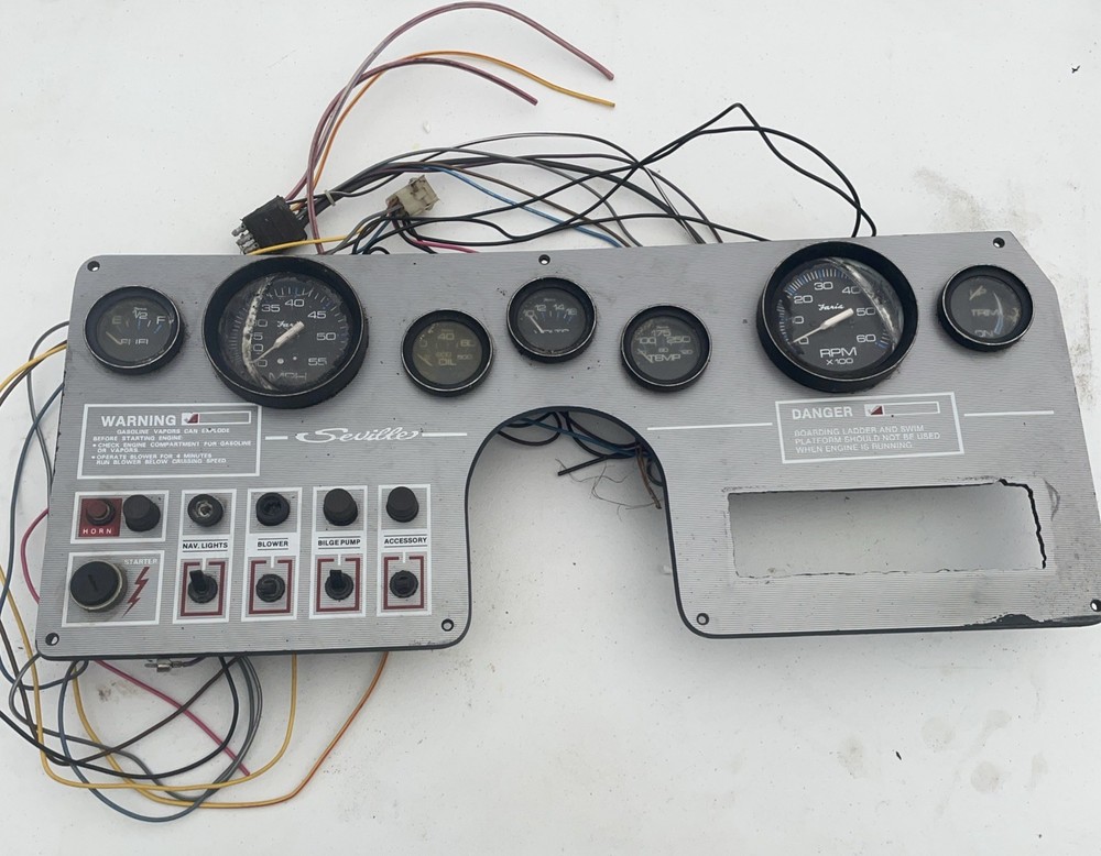 Boat Panel Compete Dash Seville Gauges Knobs USED Gas Part Out Temp MPH