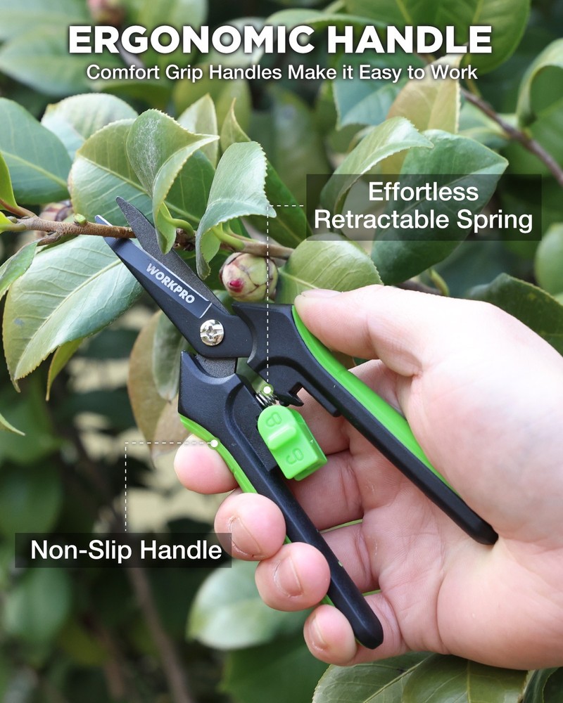 WORKPRO 6-Inch Pruning Shears Sharp Gardening Scissors for Precise Cuts Steel