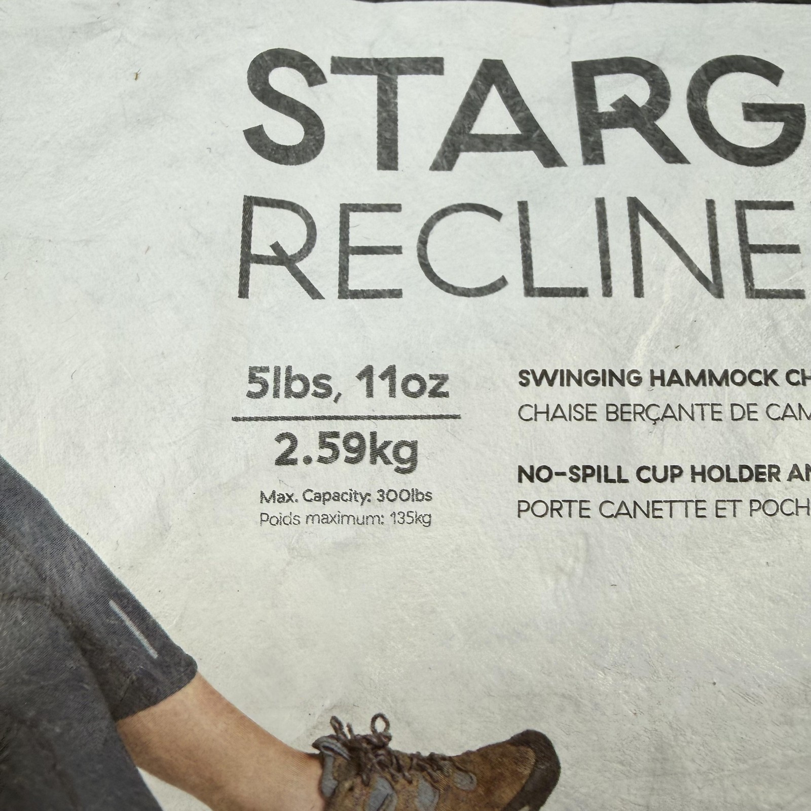 NEMO Stargaze Recliner Camping Chair Black Swinging Hammock 300lb Limit Aluminum