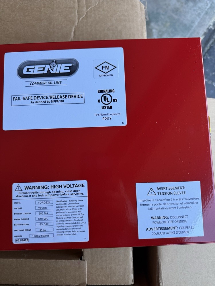 Genie Fire Door Release Control Panel FDRDB24