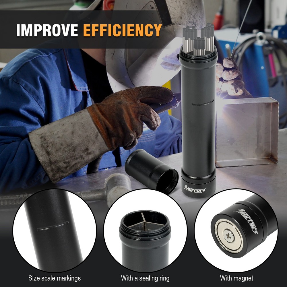 3mirrors Magnetic Base Tungsten Electrode Storage 3-Section TIGWelding Accessory