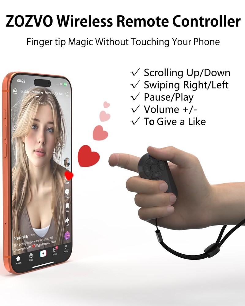 Wireless Remote Controller for iOS/Android Bluetooth Remote Control for TikTo...