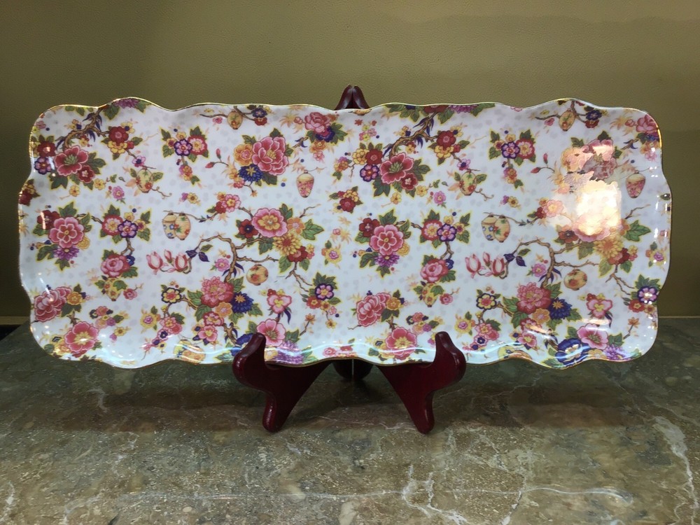 Formalities By Baum Bros. sandwich tray/platter mixed floral pattern
