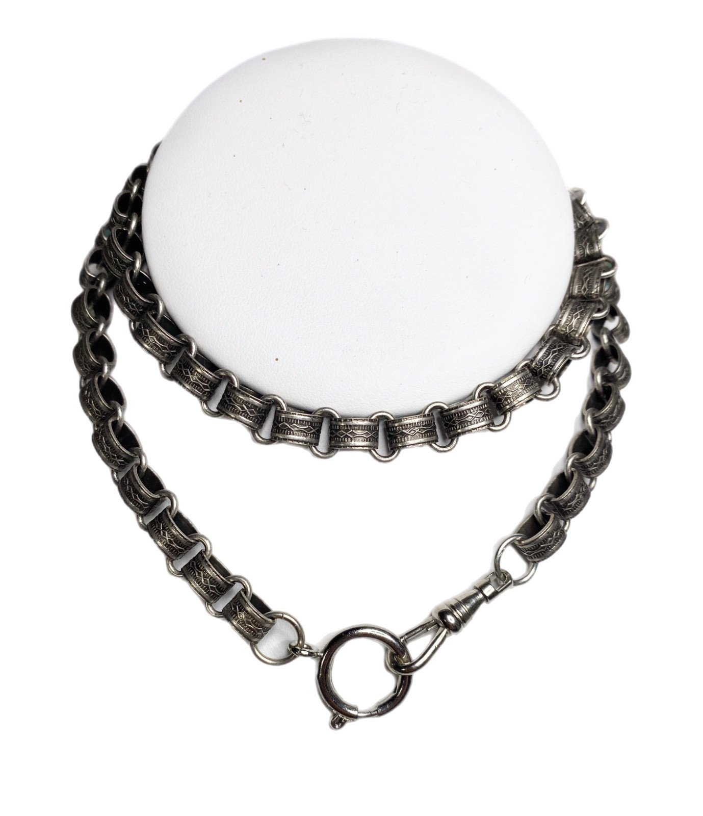 LUX Chunky Pocket Watch Chain/ Book Chain Necklace, Silver Tone, 24”