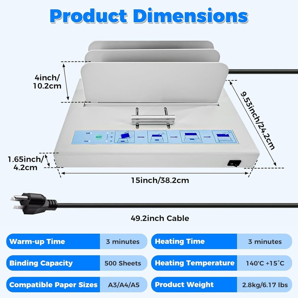 Hot melt binding machine500-sheet binding capacitymetal hot melt binding machine