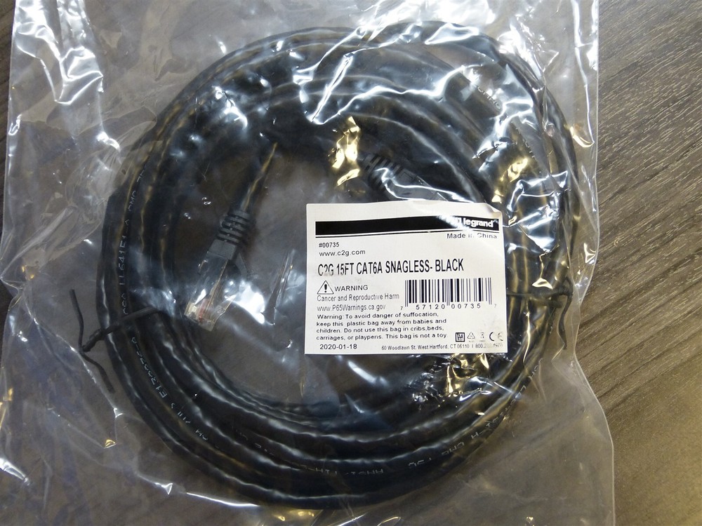 Cables To Go C2G 15ft Cat6A Snagless Black Cable 00735 (D2)