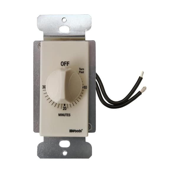 20-Amp 30-Minute In-Wall Spring Wound Countdown Timer Switch, Almond