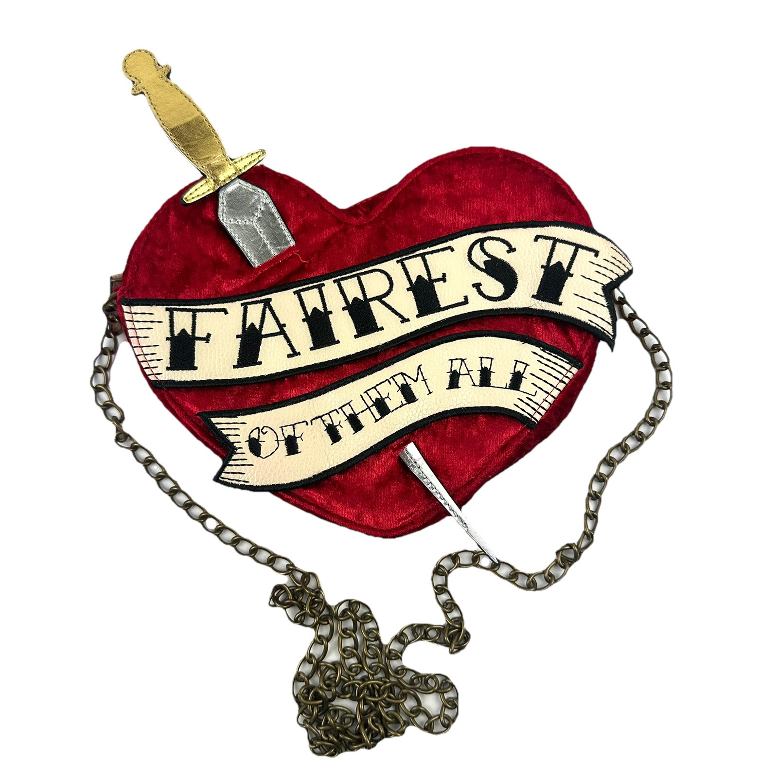 Oh My Disney Store Snow White Fairest of Them All Crossbody Bag Heart Chain New