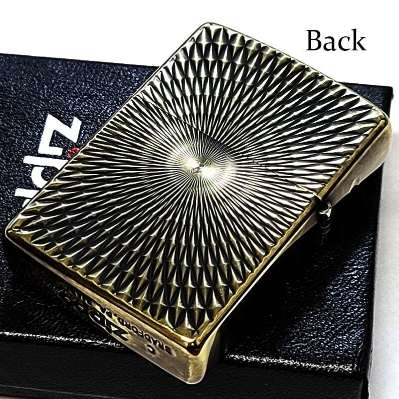 Zippo Diamond Cut Antique Gold 2 Sided Processing Etching Lighter Regular